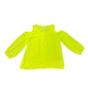 Ya Los Angeles Neon Yellow Cold Shoulder Blouse